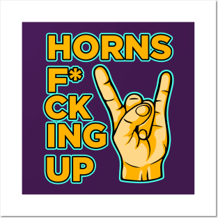 Horns f*cking up hand rock and roll vintage art Posters and Art